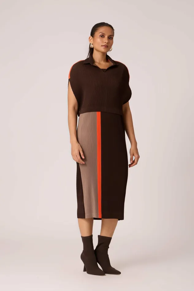Scarlet Sage Dresses Josie Dual Colour Dress 8211 Brown and Taupe 8211 Women