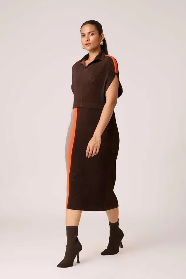 Scarlet Sage Dresses Josie Dual Colour Dress 8211 Brown and Taupe 8211 Women