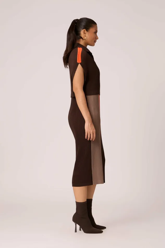 Scarlet Sage Dresses Josie Dual Colour Dress 8211 Brown and Taupe 8211 Women
