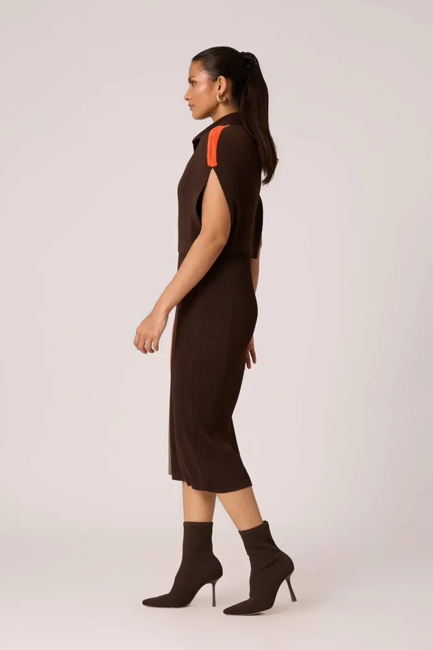 Scarlet Sage Dresses Josie Dual Colour Dress 8211 Brown and Taupe 8211 Women