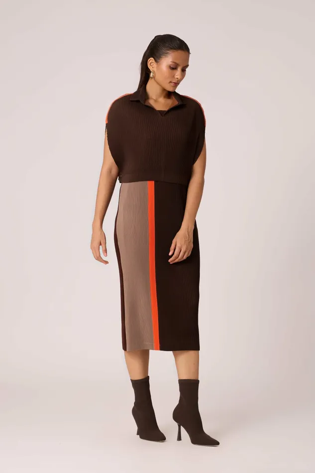 Scarlet Sage Dresses Josie Dual Colour Dress 8211 Brown and Taupe 8211 Women