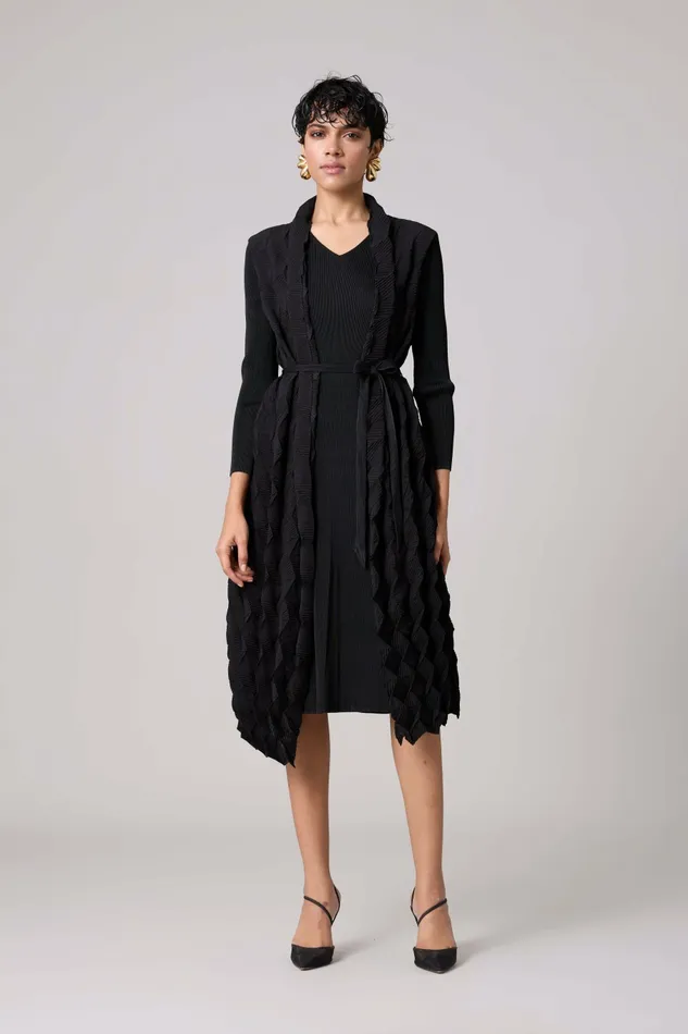 Scarlet Sage Dresses Paula Textured Overlay Dress 8211 Black 8211 Women