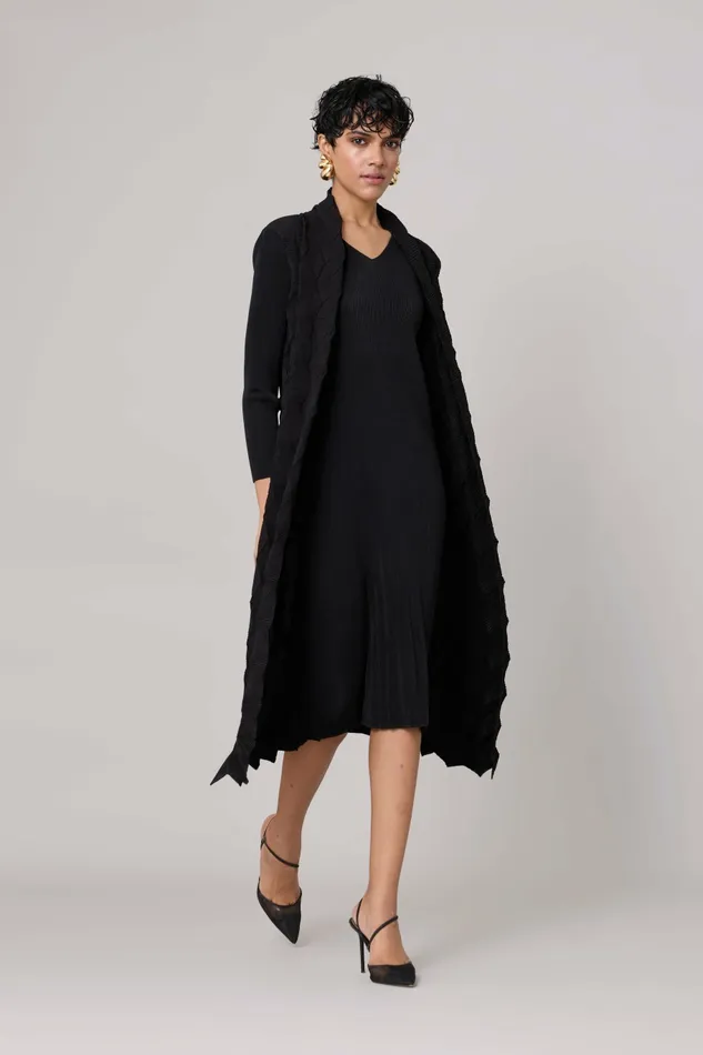 Scarlet Sage Dresses Paula Textured Overlay Dress 8211 Black 8211 Women