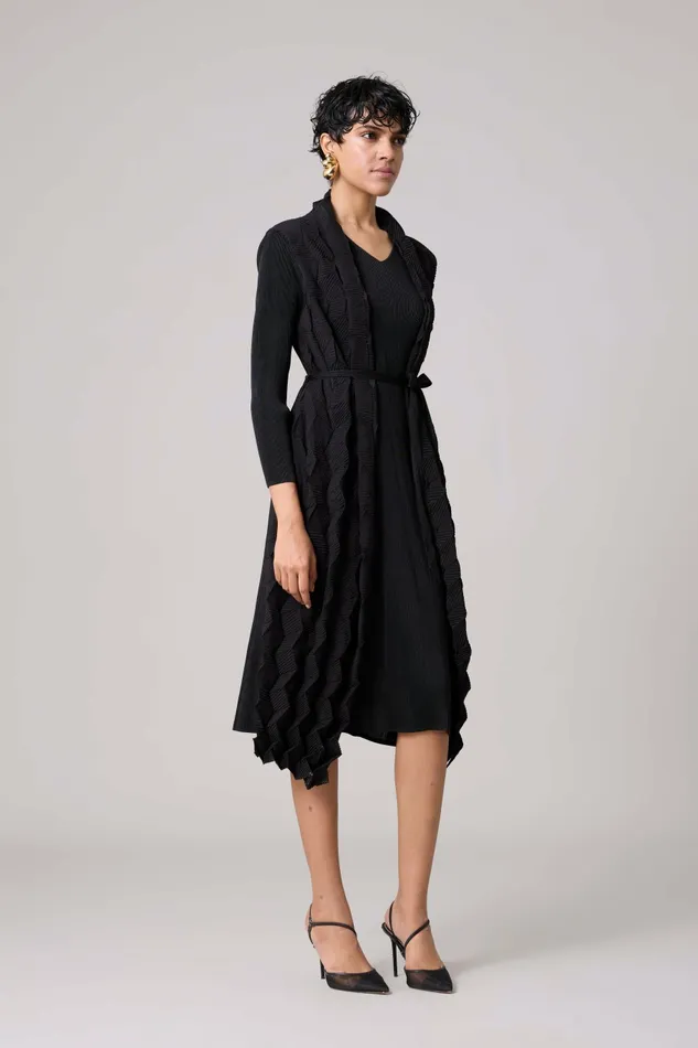 Scarlet Sage Dresses Paula Textured Overlay Dress 8211 Black 8211 Women