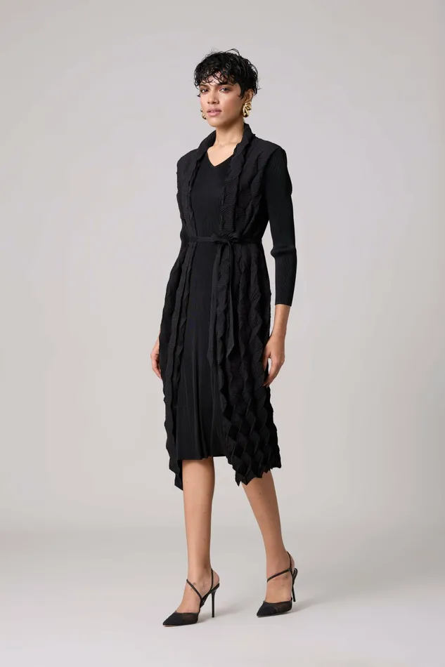 Scarlet Sage Dresses Paula Textured Overlay Dress 8211 Black 8211 Women
