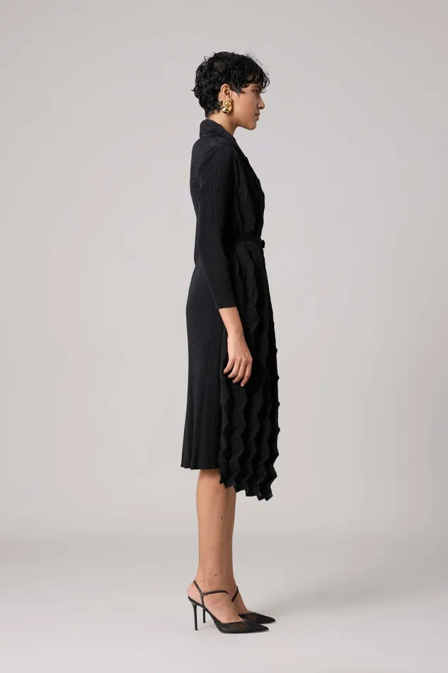 Scarlet Sage Dresses Paula Textured Overlay Dress 8211 Black 8211 Women