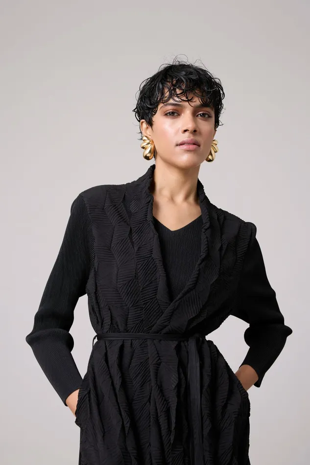Scarlet Sage Dresses Paula Textured Overlay Dress 8211 Black 8211 Women