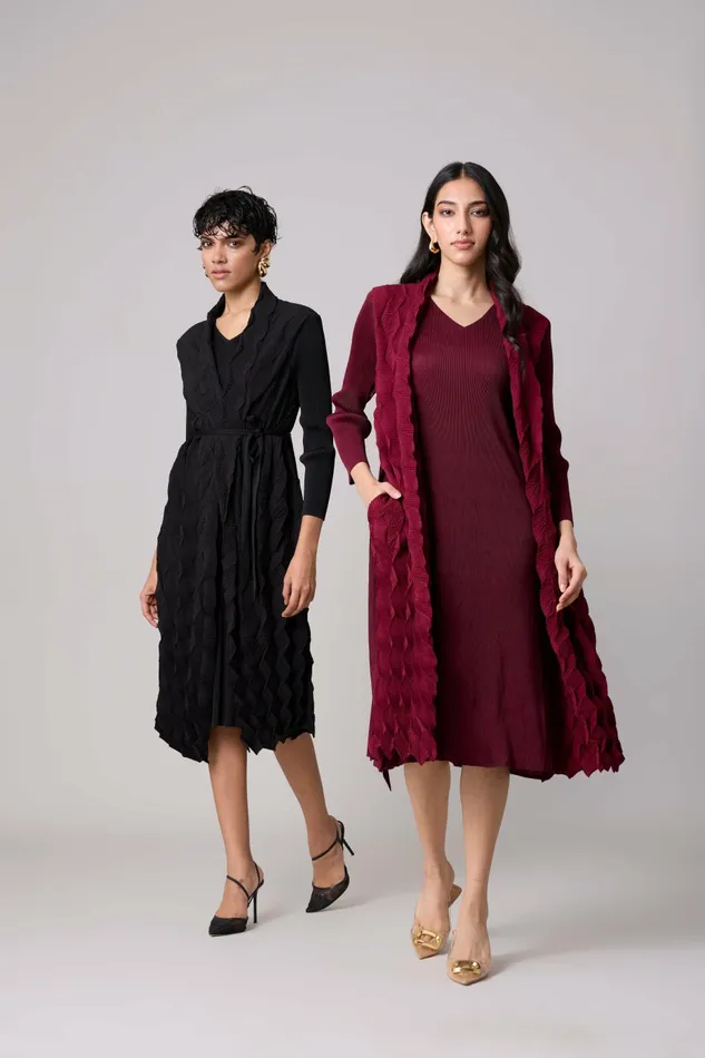 Scarlet Sage Dresses Paula Textured Overlay Dress 8211 Black 8211 Women