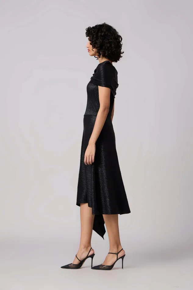 Scarlet Sage Dresses Tabita Dress 8211 Textured Metallic Black 8211 Women