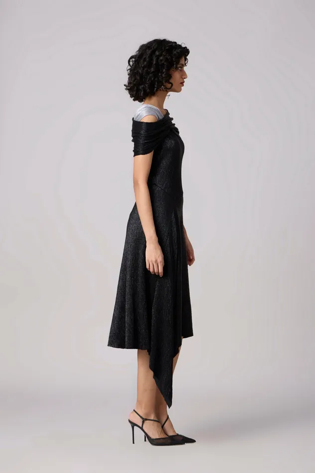 Scarlet Sage Dresses Tabita Dress 8211 Textured Metallic Black 8211 Women