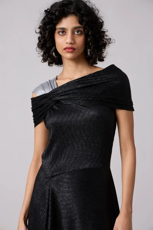 Scarlet Sage Dresses Tabita Dress 8211 Textured Metallic Black 8211 Women
