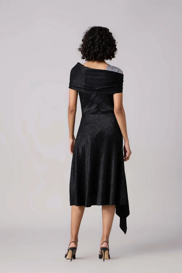 Scarlet Sage Dresses Tabita Dress 8211 Textured Metallic Black 8211 Women