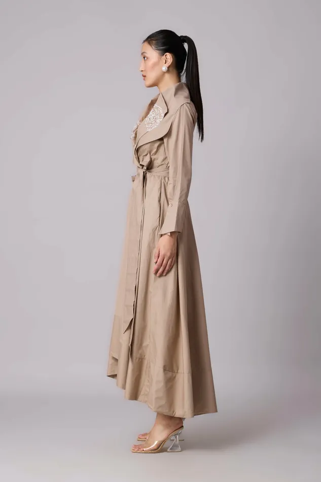 Scarlet Sage Dresses Zora Applique Dress 8211 Khaki 8211 Women