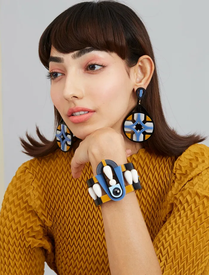 Scarlet Sage Gissa Bicalho Art Deco Bracelet 8211 Blue Mustard 8211 Women