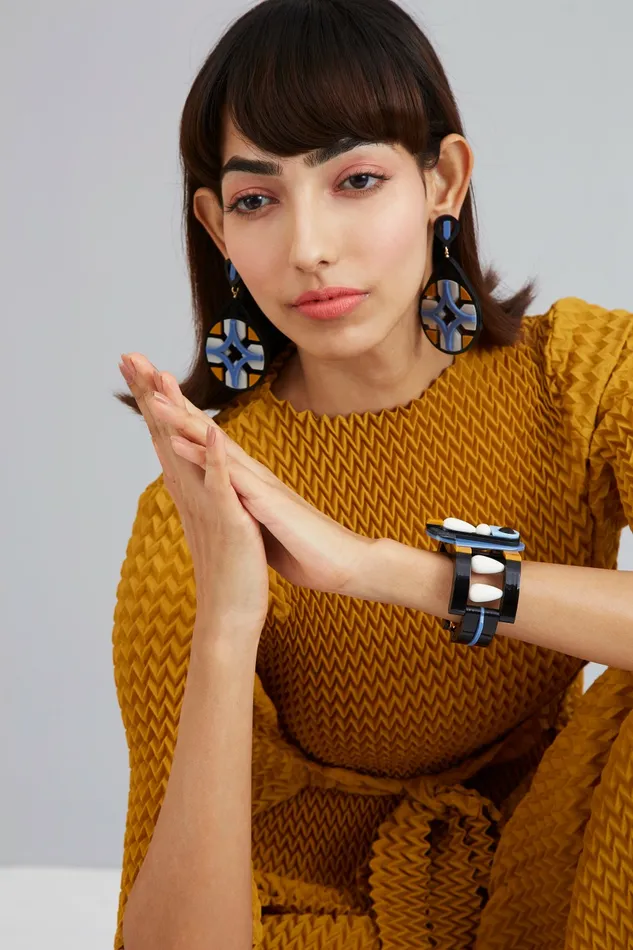 Scarlet Sage Gissa Bicalho Art Deco Bracelet 8211 Blue Mustard 8211 Women