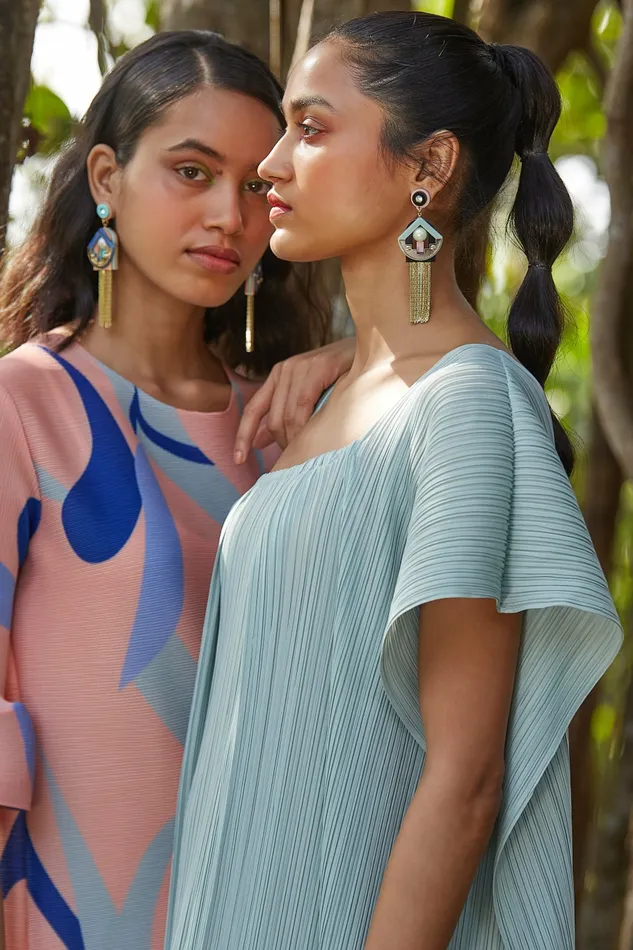 Scarlet Sage Gissa Bicalho Celeste Chain Tassel Earrings 8211 Mint and Pink 8211 Women
