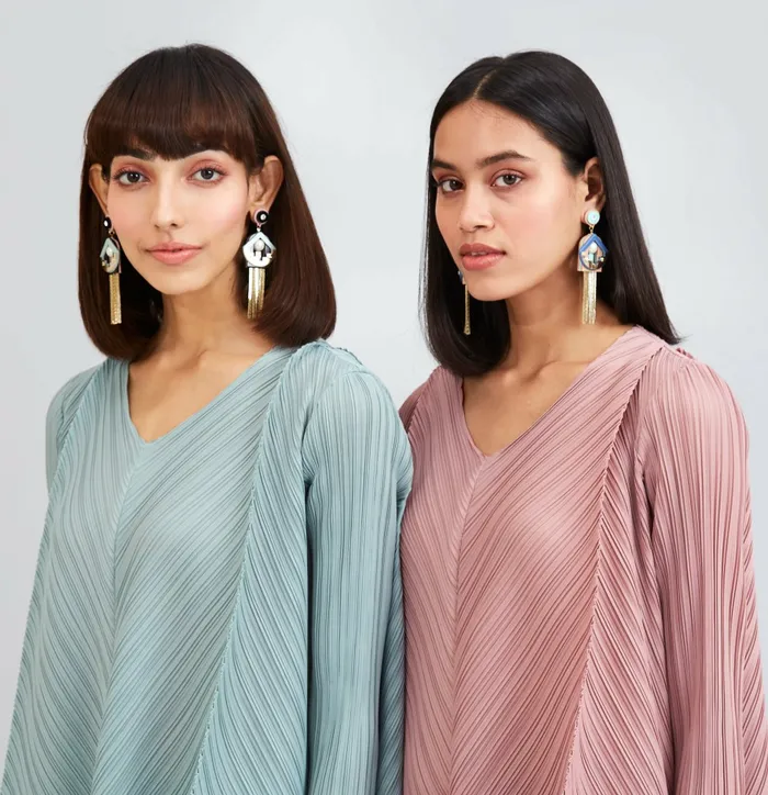 Scarlet Sage Gissa Bicalho Celeste Chain Tassel Earrings 8211 Mint and Pink 8211 Women
