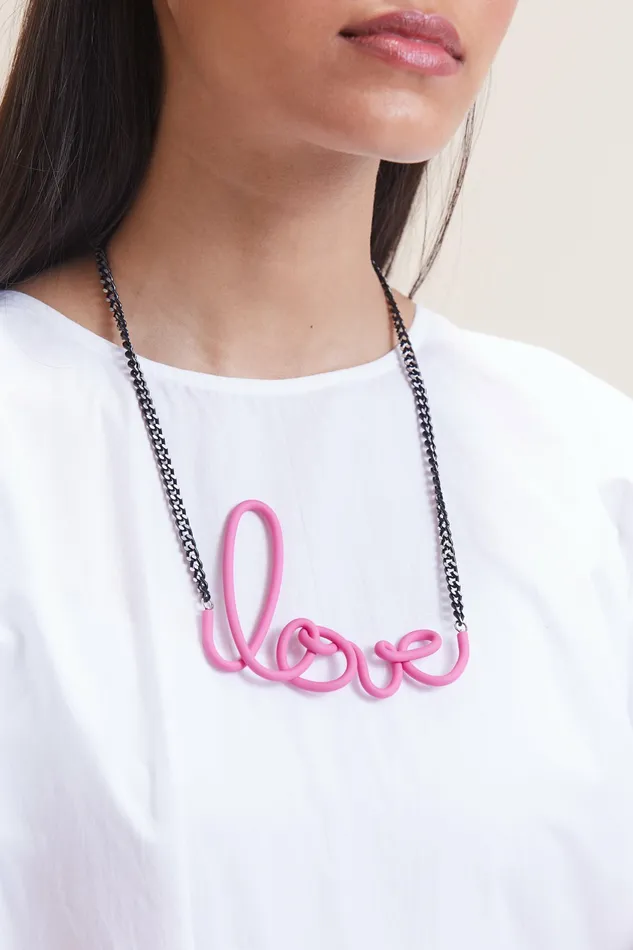 Scarlet Sage Samuel Coraux Love Necklace Short 8211 Pink 8211 Women