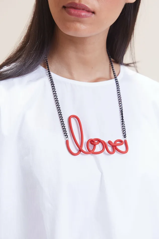 Scarlet Sage Samuel Coraux Love Necklace Short 8211 Red 8211 Women