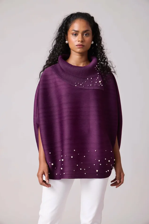 Scarlet Sage Tops Sloane Pearled Batwing Top 8211 Wine Purple 8211 Women