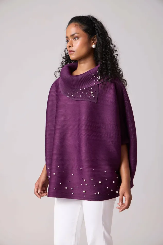 Scarlet Sage Tops Sloane Pearled Batwing Top 8211 Wine Purple 8211 Women