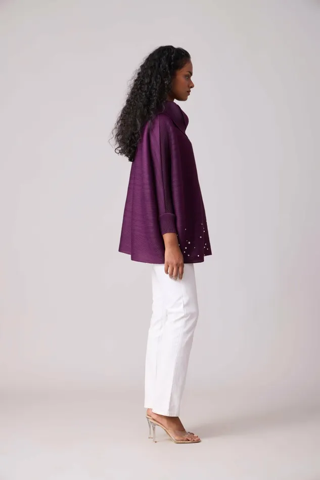 Scarlet Sage Tops Sloane Pearled Batwing Top 8211 Wine Purple 8211 Women