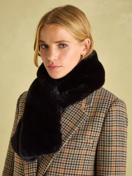 Scarves Women Joules Black Faux Fur Scarf