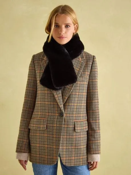 Scarves Women Joules Black Faux Fur Scarf