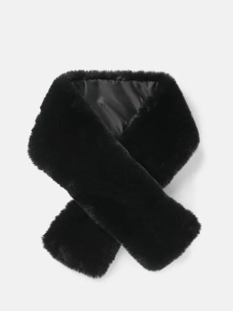 Scarves Women Joules Black Faux Fur Scarf