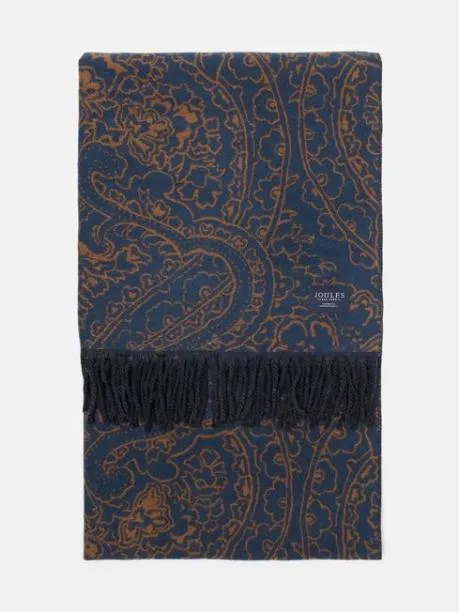 Scarves Women Joules Navy and Camel DoubleSided Jacquard Scarf