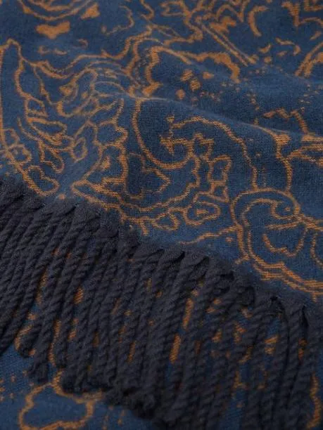 Scarves Women Joules Navy and Camel DoubleSided Jacquard Scarf