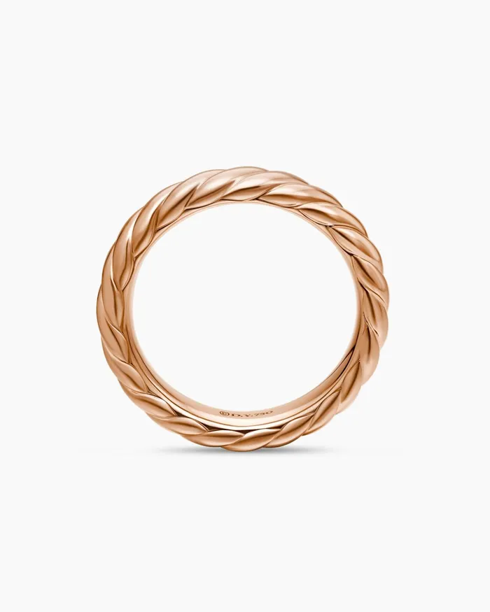 Sculpted Cable Band Ring In 18K Rose Gold 46mm Women David Yurman Band Sculpted Cable Band Ring In 18K Rose Gold 46mm Women David Yurman Band