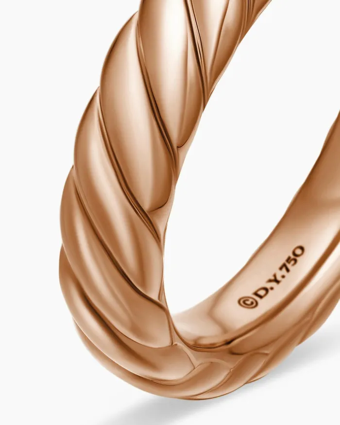 Sculpted Cable Band Ring In 18K Rose Gold 46mm Women David Yurman Band Sculpted Cable Band Ring In 18K Rose Gold 46mm Women David Yurman Band