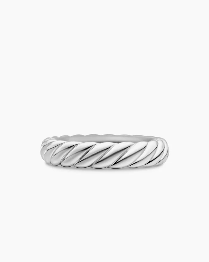 Sculpted Cable Band Ring In 18K White Gold 46mm Women David Yurman Band