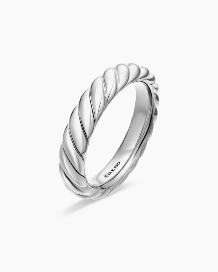 Sculpted Cable Band Ring In 18K White Gold 46mm Women David Yurman Band Sculpted Cable Band Ring In 18K White Gold 46mm Women David Yurman Band
