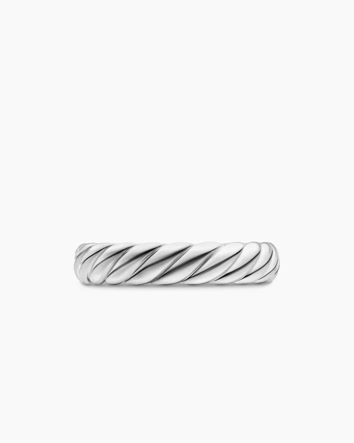 Sculpted Cable Band Ring In 18K White Gold 46mm Women David Yurman Band Sculpted Cable Band Ring In 18K White Gold 46mm Women David Yurman Band