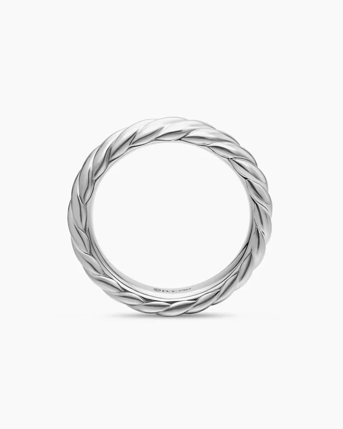 Sculpted Cable Band Ring In 18K White Gold 46mm Women David Yurman Band Sculpted Cable Band Ring In 18K White Gold 46mm Women David Yurman Band