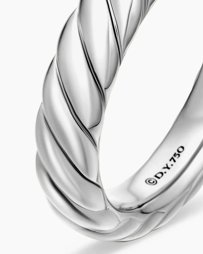 Sculpted Cable Band Ring In 18K White Gold 46mm Women David Yurman Band Sculpted Cable Band Ring In 18K White Gold 46mm Women David Yurman Band