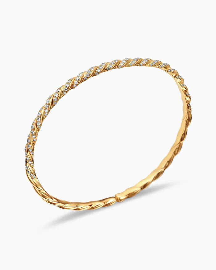 Sculpted Cable Flex Bracelet In 18K Yellow Gold 35mm Women David Yurman Bangle Sculpted Cable Flex Bracelet In 18K Yellow Gold 35mm Women David Yurman Bangle