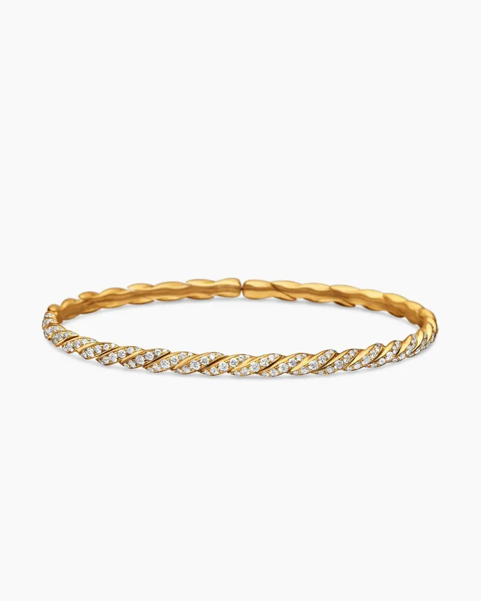Sculpted Cable Flex Bracelet In 18K Yellow Gold 35mm Women David Yurman Bangle Sculpted Cable Flex Bracelet In 18K Yellow Gold 35mm Women David Yurman Bangle