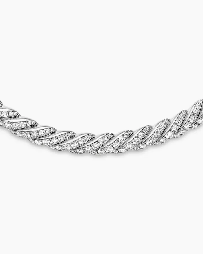 Sculpted Cable Flex Necklace In 18K White Gold With Diamonds 75mm Women David Yurman Statement Sculpted Cable Flex Necklace In 18K White Gold With Diamonds 75mm Women David Yurman Statement
