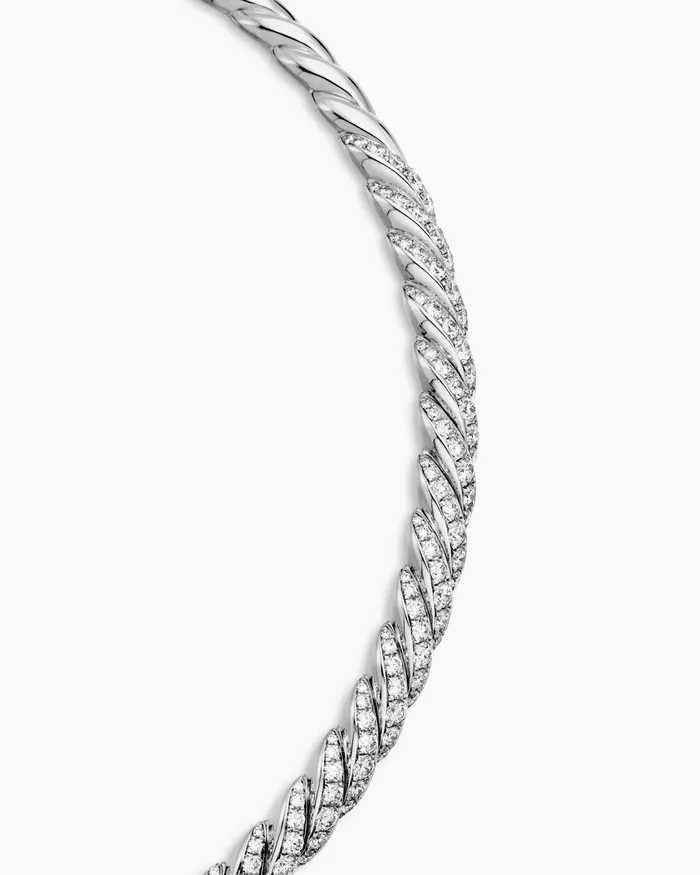 Sculpted Cable Flex Necklace In 18K White Gold With Diamonds 75mm Women David Yurman Statement Sculpted Cable Flex Necklace In 18K White Gold With Diamonds 75mm Women David Yurman Statement
