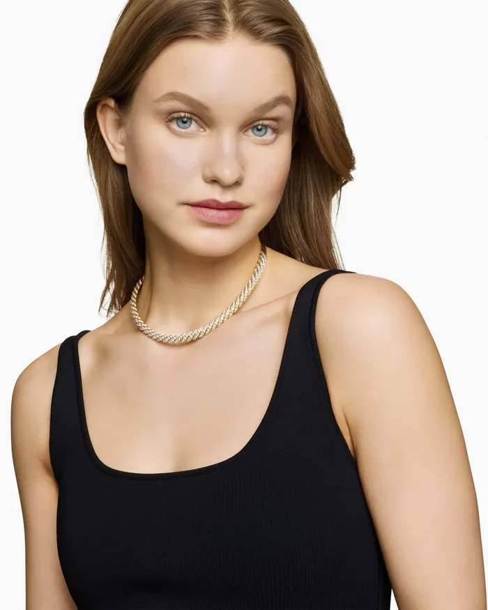Sculpted Cable Flex Necklace In 18K Yellow Gold With Diamonds 75mm Women David Yurman Statement Sculpted Cable Flex Necklace In 18K Yellow Gold With Diamonds 75mm Women David Yurman Statement