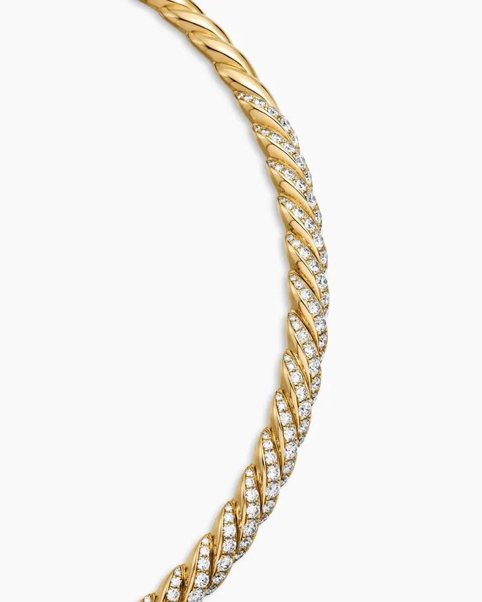 Sculpted Cable Flex Necklace In 18K Yellow Gold With Diamonds 75mm Women David Yurman Statement Sculpted Cable Flex Necklace In 18K Yellow Gold With Diamonds 75mm Women David Yurman Statement