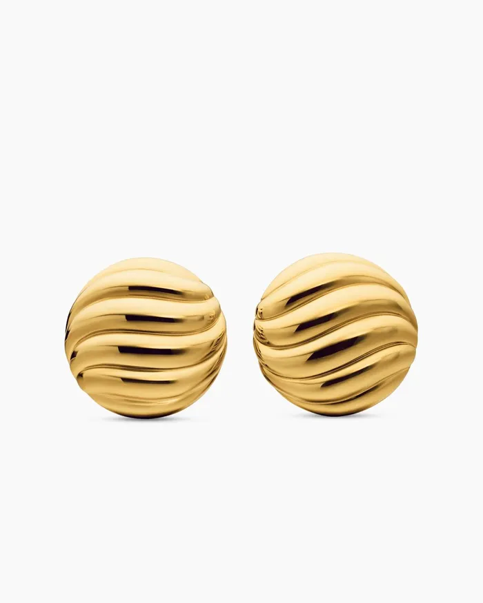 Sculpted Cable Stud Earrings In 18K Yellow Gold 20mm Women David Yurman Stud