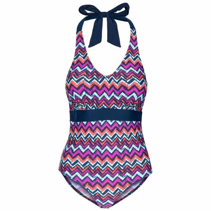 Sheila Halterneck Swimming Costume Zigzag Print Women Trespass Swimwear