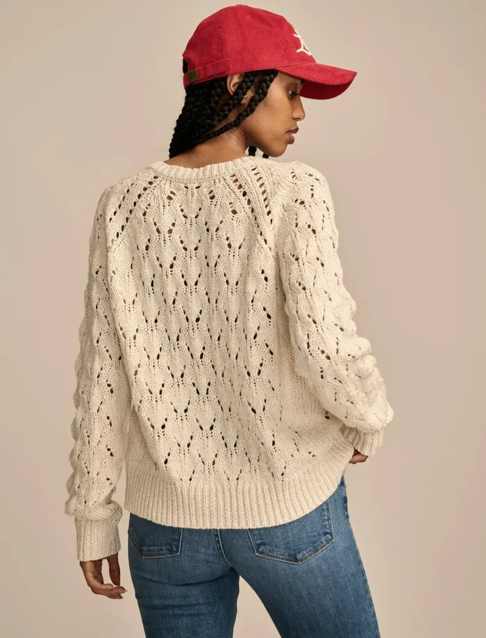 Shine Pointelle Cardigan Tofu Women Lucky Brand Sweaters and Sweatshirts
