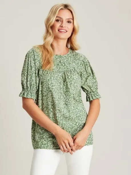Shirts and Blouses Women Joules Green Curved Yoke Blouse