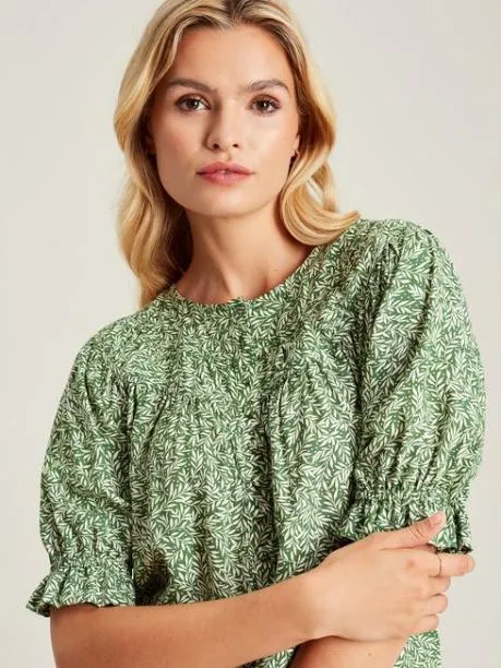 Shirts and Blouses Women Joules Green Curved Yoke Blouse