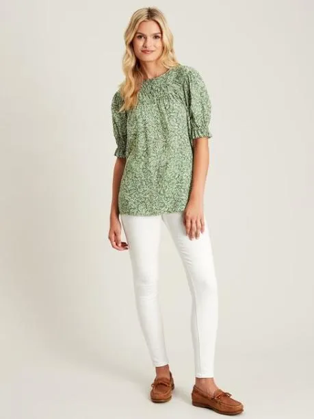 Shirts and Blouses Women Joules Green Curved Yoke Blouse
